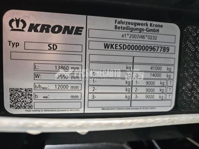 Купить KRONE SD ПОЛУПРИЦЕП (штора, ворота)(2021 г.)(7789) Новая резина в компании Русбизнесавто - изображение 1