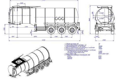 Полуприцеп-цистерна Сеспель SF3B28 (964871, термос, обшивка нерж-ка)