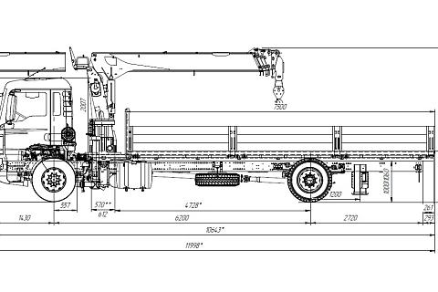 КМУ HOWO T5G ZZ1167M621GE1 (4*2, 280л.с., Евро-5) + HANGLIM KS1256G2 верх.упр. + борт алюминий 7,5м.