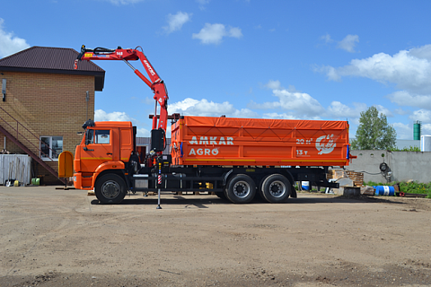 КМУ Самосвал КамАЗ-65115-3094-50(Евро-5)+КМУ Ferrari F148 A2,кузов 20м3 3-х стор.(40LE)+тент-каркас