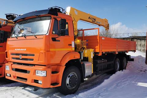 КМУ КАМАЗ 6520-23072-53 (Евро-5) + SOOSAN SCS746L верх.упр. + борт сталь 7.2м.