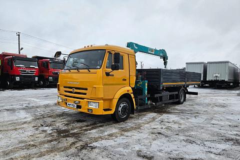 КМУ КАМАЗ 4308-3084-69 (Евро-5) + КМУ НКТС-3014 нижн.упр +борт 6,2м.б/у(2023г; 9 697км;71м/ч) (0034)