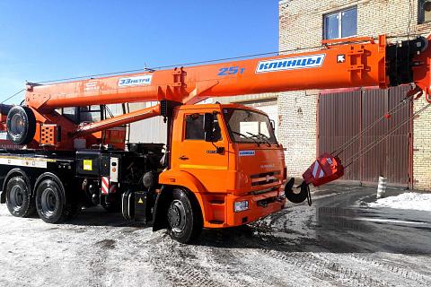 КС 55713-1К-4В автокран 25т. с гуськом и доп. противовесом 4,5 т.(КАМАЗ-65115) ОВОИД