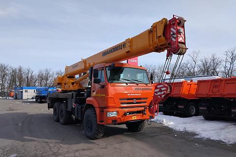 Автокран Ивановец КС-45717К-3Р шасси КАМАЗ 43118 б/у (2023 г.в., 15 376 км., 950 м/ч)(0582)