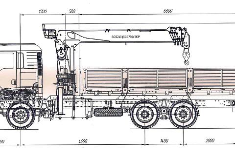 КМУ HOWO T5G ZZ1257V464GE1 (6*4, 400л.с., Евро-5) + SOOSAN SCS736LII верх.упр. + борт сталь 6,6м РМЗ